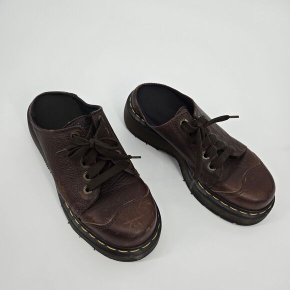 Doc Martens Leather Brown Slide On Shoes Womens 5 - Picture 1 of 6